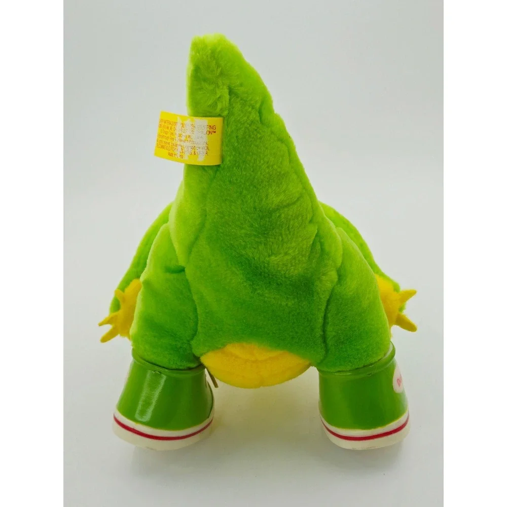 Vintage Dudley the Dragon Plush Stuffed Animal 90s TV Show Green Dragon Sneakers